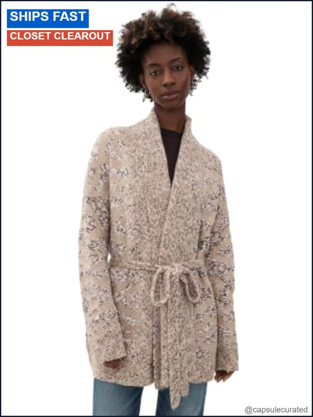 Mid-Weight Chenille Cardigan with Shawl Collar & Belted